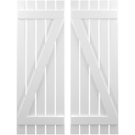 Americraft 5-Board (2 Batten) Wood Spaced Board-n-Batten Shutters W/ Z-Bar, ARW102SB519X42WHH